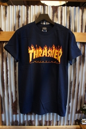 THRASHER MAGAZINE FLAME LOGO T-SHIRT (NAVY)