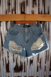 yLADY'S ITEMz AFENDS Beat Tyler Denim Shorts (Stone Blue)