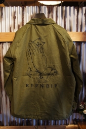 RIPNDIP PRAYING HANDS TWILL JACKET (OLIVE)