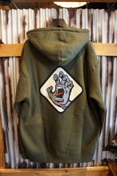 SANTA CRUZ SCREAMING HAND BADGE PULLOVER HOOD (ARMY)