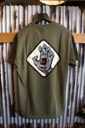 SANTA CRUZ SCREAMING HAND BADGE T-SHIRTS (ARMY)