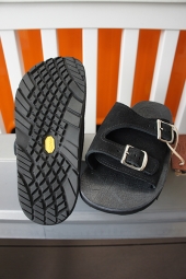 The Sandalman DOUBLE BUCKLE LEATHER SANDAL VIBRAM #1330 (BLACK)