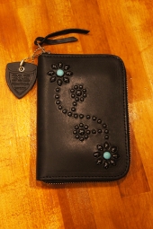 HTC BLACK #125 Turquoise Zipper Medium Wallet  (BLACK)