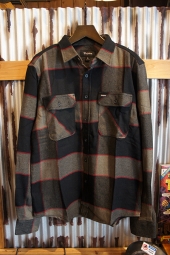 BRIXTON BOWERY L/S FLANNEL (BHEATHER GREY/CHARCOAL)