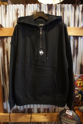 AFENDS Contrast HALF ZIP PULL ON HOOD (BLACK)