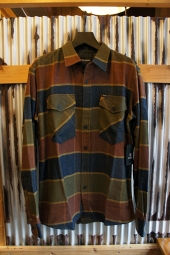 BRIXTON WELDON L/S FLANNEL SHIRT (OLIVE/BROWN)